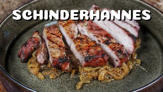 SCHWEINESTEAK aus IDAR OBERSTEIN  SCHINDERHANNES STEAK in ZWIEBELN MARINIERT  BBQVideo  0815BBQ [upl. by Legin363]