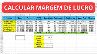 Planilha para calcular a Margem de Lucro de Vários Produtos no Excel [upl. by Eralcyram199]