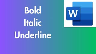 Bold  Italic  Underline in Microsoft Office [upl. by Bullough547]