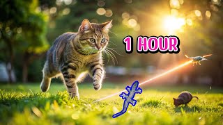 😺CAT GAMES l Cat games on screen Laser lizard 1 hour side view VIDEOS FOR CATS TO WATCH [upl. by Arodnahs]