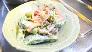 簡単サラダ、オクラ蟹蒲マヨネーズの作り方 How to make okra salad with crab and mayonnaise [upl. by Ymerrej92]