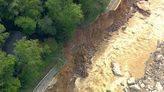 North Carolina Sky 4 video of Tropical Storm Helene damage Chimney Rock [upl. by Alverta965]