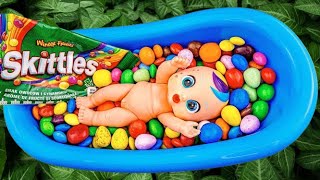 Best Satisfying ASMR  Rainbow New Character Box amp Colorful MampMs with Full of Mini Skittles Candy [upl. by Ki59]