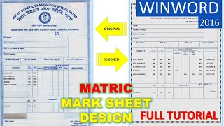 MATRIC MARKSHEET DESIGN FULL TUTORIAL  BSEB MARKSHEET DESIGN IN WORD 2016  InfoTechnoLife [upl. by Enovi]