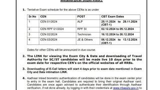 Railway exam date 2024 rrb JE alp technician RPF exam date alp rrbje rpfsi railway exam date [upl. by Marilyn]