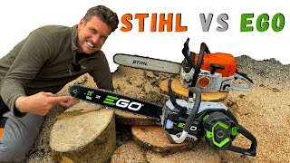 The Brand New EGO CSX5000 vs STIHL MS400c  Pro vs Battery [upl. by Aissilem]