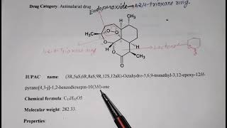 ArtemisininEndoperoxide124trioxane deriAntimalarial drugDiploma in pharmacyPharma chemistry [upl. by Hubsher340]