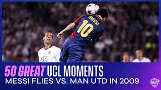 50 Great Champions League Moments Lionel Messis Header vs Manchester United  2009 UCL Final [upl. by Sonstrom]