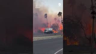 New video shows a massive fire raging near homes in Maui Hawaii [upl. by Letsyrc]