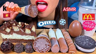 EATING CHOCOLATE MOUSSE CAKE KINDER amp OREO ICE CREAMS MCDONALDS MILKSHAKE FERRERO RONDNOIR ASMR [upl. by Edelsten]