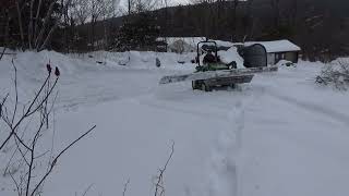 John Deere 3038E pushing 20 Inches of Snow old [upl. by Koah85]