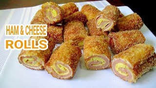 How to make Deep Fried Ham and Cheese Rolls  Ham and Cheese Bread Rolls [upl. by Garbers]