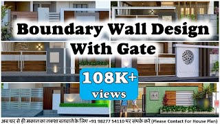 Boundary wall design with gate  house boundary wall  house front wall indian style  boundary wall [upl. by Geffner15]