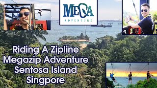 Riding Zipline From Megazip Adventure In Sentosa Island Singapore  Going From Uphill To The Beach [upl. by Assenaj]