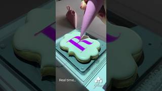 Real time vs time lapse… monogram babycookie decoratedcookies [upl. by Annaek]