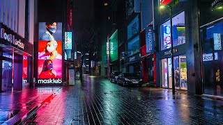 4K HDR 2AM Seoul Night Walk ☔️ Myeongdong and Euljiro Alley Umbrella Rain Sounds ASMR [upl. by Sholom]