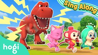 TRex in Wonderville 🦖｜Sing Along with Hogi｜Trex Has Big Feet Run Run Run Away｜Hogi Pinkfong [upl. by Ycinuq]