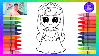 Coloring a Cute Kawaii Princess Aurora Sleeping Beauty Page  Crayons [upl. by Achilles]