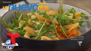 Recetas de cocina Ensalada de Pasta con Romesco  Un Nuevo Día  Telemundo [upl. by Nama]