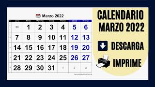 CALENDARIO MARZO 2022 PARA IMPRIMIR Y DESCARGAR GRATIS [upl. by Kristine]