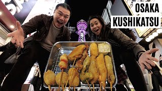 Kushikatsu Osaka Food Review In Shinsekai ft GRRRLTRAVELER [upl. by Pry247]