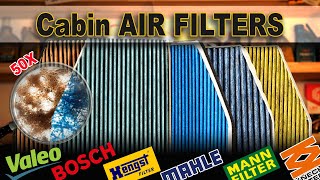 Which is the best Pollen Filter Mahle vs Hengst vs Bosch vs Valeo vs Mann  Cabin Air Filtrer TEST [upl. by Eibbil]