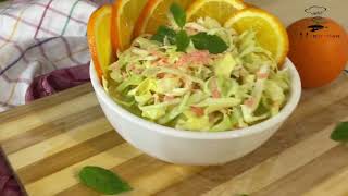 طريقة عمل سلطة الكول سلو بالبرتقال لذيذة جدا وعلى طريقتي How to make a very tasty orange coleslaw [upl. by Bess]