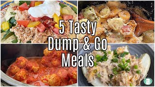 5 Crock Pot Meals in 17 Minutes  Dump amp Go Freezer Meals [upl. by Semadar]