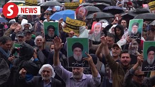 Nasrallahs killing Thousands take to the streets to condemn Israel [upl. by Norat]