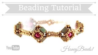 Easy Beading Tutorial with Tila beads Tilaria Bracelet by HoneyBeads1 [upl. by Malas]