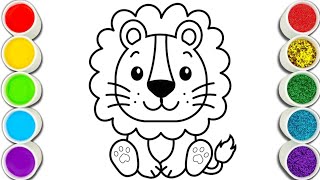 Lion 🦁 Easy and Beautiful drawing easy with colours [upl. by Fatma]