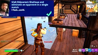 Visit Shipwreck Shallows and eliminate an opponent in a single match Fortnite [upl. by Kenley478]