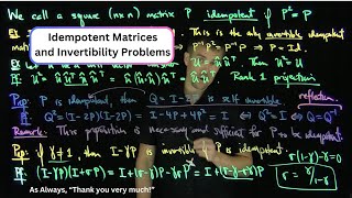 Idempotent Matrices and Invertibility Problems [upl. by Ahcsrop]