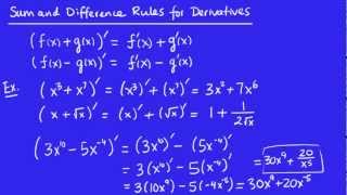 Calculus  Derivatives 5  The Sum and Difference Rules [upl. by Stutzman]