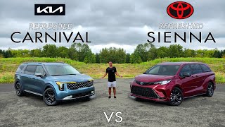 FAMILY KINGS  2025 Toyota Sienna Platinum vs 2025 Kia Carnival SXP Comparison [upl. by Blodget270]