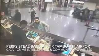 Criminals stealing travelers bags at OR Tambo International airport AVIS counter in South Africa [upl. by Nayllij568]