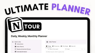 ULTIMATE Daily Weekly Monthly Planner with Notion  AllInOne Template Tour [upl. by Muiram]