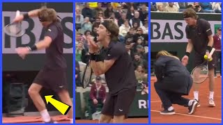 😱💥 Andrey Rublevs FURIOUS MELTDOWN at RolandGarros Knee Smash amp Floor Kick 😬🔥 [upl. by Salisbarry638]