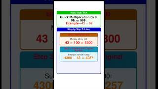 Quick Multiplication by 9 99 or 999 Tricks vedic maths mathsengineering vedicmaths [upl. by Mallorie]