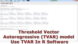 Threshold Vector Autoregressive TVAR model Use TVAR With In R Software [upl. by Gaspar720]