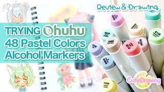 Ohuhu 48 Pastel Colors Alcohol Markers ReviewDrawing Anya Forger  SPY FAMILY 94 [upl. by Putscher]