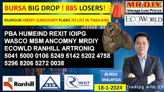 Daily KLSE BURSA UPDATE  1812024💥BURSA WEAK 832 LOSERS💥IJM PESTECH JV TO COMPLETE AUTOTRAIN💥 [upl. by Snowber]