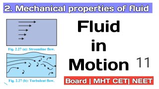 12 th science ch 2 Mechanical properties of fluid 11 Maharashtra boardmhtcet neet [upl. by Resiak]