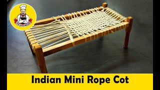 கயிற்று கட்டில் செய்முறை  Miniature Cot Making  Traditional Village Cot  Tiny Food Master Epe 39 [upl. by Enelkcaj]