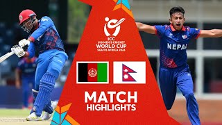 Afghanistan v Nepal  Match Highlights  ICC U19 CWC 2024 [upl. by Karub319]