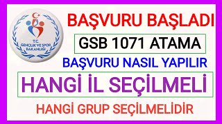 BAÅžVURU BAÅžLADIâœ…TOPLAMDA 81 Ä°L KONTENJAN VE GRUP TABLOSUâœ…GSB 1071 GENÃ‡LÄ°K Ã‡ALIÅžANI BAÅžVURUSU NASIL âœ… [upl. by Christye]