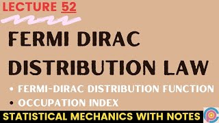 fermi dirac distribution law  fermidirac distribution function  occupation index [upl. by Stavro]