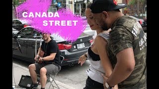 Carlos Espinosa y M Angeles Bachata in the street Montreal Canadá [upl. by Ayyn817]