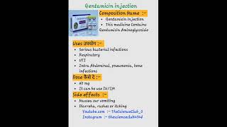 Gentamicin injection kaise use karte hai or kon si bimari me kam aati hai shortvideo post ytshort [upl. by Irik]