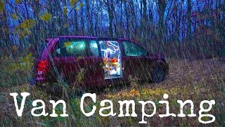 Car Camping in a Heavy Rain Storm Deep In the woods Van Life [upl. by Bathilda]